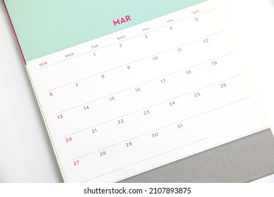 March 2022 Calendar On A Desk