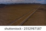 March 2024, MOJAVE NATIONAL PRESERVE, CALIFORNIA, USA - remote Mojave National Preserve seen from air along Interstate 40, old Route 66 in Southern California