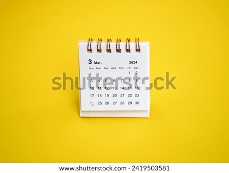 March 2024. March 2024 Monthly desk calendar for 2024 year with beautiful background. 