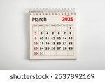 March 2025. Resolution, strategy, solution, goal, business and holidays. Date month March 2025. Page of annual monthly calendar March 2025. planning new year