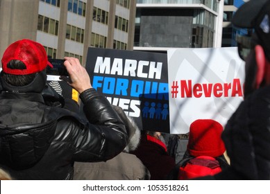 March 24 2018: MARCH FOR OUR LIVES Rally - American Gun Violence Protest - Toronto - Gun Control, Signs, Students from Stoneman Douglas High School, Parkland Florida, Politics and NRA 