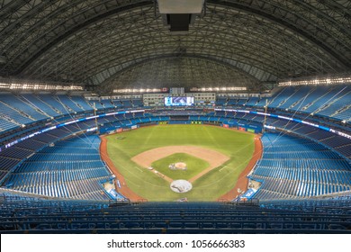 March 27th, 2018.  The Rogers Centre Stadium in Toronto, Ontario being prepared for the 2018 Home Opener in March 29th, 2018 against the New York Yankees.  Photo Taken on March 27th, 2018