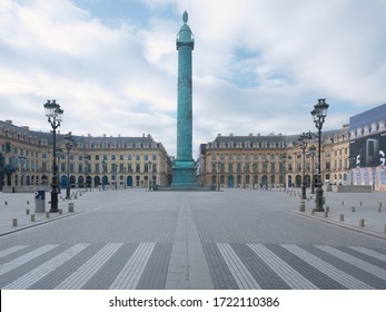 March, 28th 2020.  Paris, France. The Place Vendôme During The Covid-19 Lockdown. The Major Health Crisis Is Not Over And After Three Weeks Of Lockdown, The Air Has Improved Seriously.