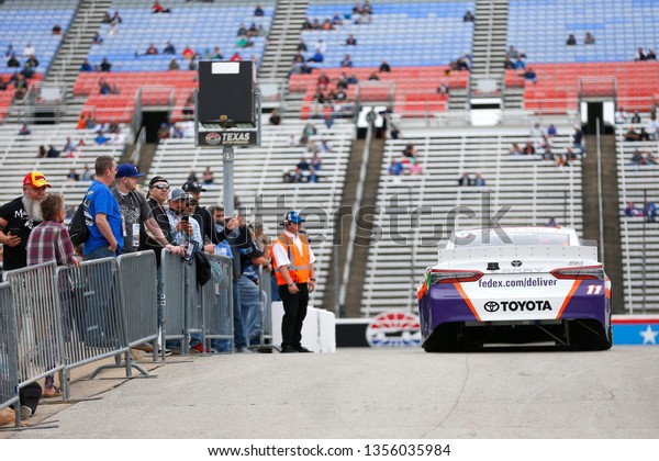 March 29, 2019 - Ft. Worth, Texas, USA:\
Denny Hamlin (11) gets ready to practice for the O\'Reilly Auto\
Parts 500 at Texas Motor Speedway in Ft. Worth,\
Texas.