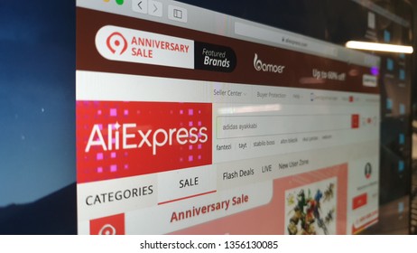 March 29, 2019 Istanbul TURKEY- Ali Express Main Page On The Screen Of Mac Book - One Of The Biggest Online Shopping Web Sites 