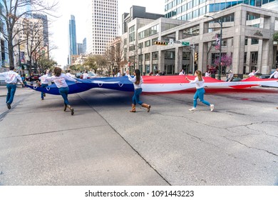 MARCH 3, 2018 - AUSTIN TEXAS - Texas Independence Day Parade Participants On Congress Avenue At The Annual Parade To The Texas Capitol, Texas' Declaration Of Independence