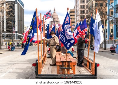 MARCH 3, 2018 - AUSTIN TEXAS - Texas Independence Day Parade Participants On Congress Avenue  At The Annual Parade To The Texas Capitol, Texas' Declaration Of Independence