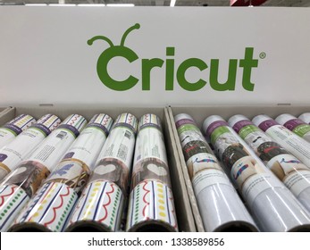 March 8, 2019 - Maple Grove, MN: Rolls of vinyl for use in a Cricut die cutting machine in a variety of colors and patterns for craft projects
