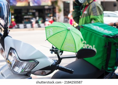 March 8 ,2022 :Grab Food Or Grab Bike . Food Delivery By Motorcle At Bangkok Thailand