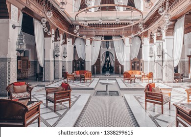 MARCH 8,2019: Image Of Interiors In Royal Mansour Marrakesh Luxury Hotel In Morocco.