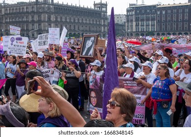 March 8th, 2020. Tens Of Thousands Of Mexican Women Protest On ‘femicide’ And  Gender-based Violence In Mexico City 