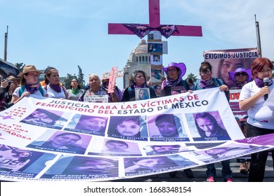 March 8th, 2020. Tens Of Thousands Of Mexican Women Protest On ‘femicide’ And  Gender-based Violence In Mexico City 