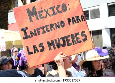 March 8th, 2020. Tens Of Thousands Of Mexican Women Protest On ‘femicide’ And  Gender-based Violence In Mexico City 