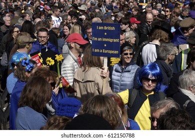  March For Europe, Anti-Brexit Protest, London, UK, 25/03/2017                              