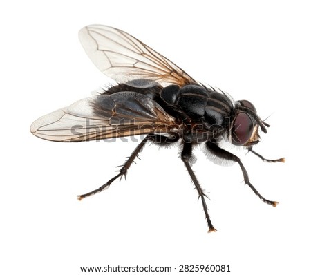 March Fly Side Flying Pose Shiny Black Body A Isolated On White Background