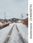 March in the village of Mansky, the snow began to melt, wooden cottages