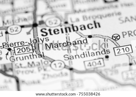 Marchand. Canada on a map.