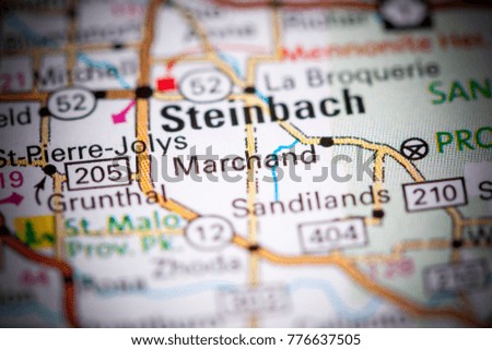 Marchand. Canada on a map.
