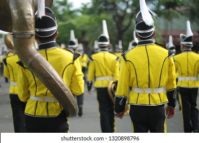 Marching Band In The Philippines During A City Fiesta (feast)