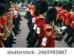 Marching British guardsmen London England