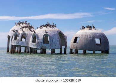 MARCO ISLAND, FLORIDA: 1 March 2019 - Wreck Of Famous Dome Houses In The Sea