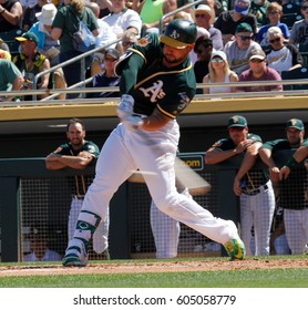 Marcus Semien Shortstop For The Oakland Athletics Spring Training At Hohokam Stadium In Mesa Arizona USA March 18,2017.