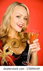 Mardi Gras: Woman With Mask Celebrating Holiday.