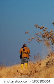 Mardin, Turkey - 11.29.2020; An Old Man Alone In The Field