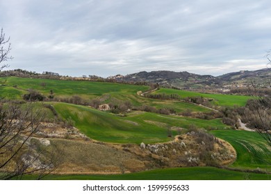 Marecchia Valley Countryside With Green Fields