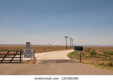 Marfa, Texas / USA June 17 2017 TARS Tethered Aerostat Radar System View From Road Side