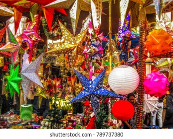 Margao Goa India December 20-2017 Unknown People Front A Christmas Decoration Shop Items In Goa
