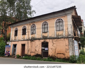 Margao, Goa, India - October 9, 2022: Rare Indo-Portuguese Heritage Building, Over 100 Years Old, Featuring Vintage Architecture, Located In Margao Town, Administrative Capital Of South Goa District.