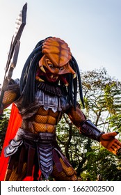 Margao,Goa/India- Feb 23 2020: Scary Predator Movie Character On Display At The Carnival Parade In Goa, India