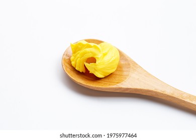 Margarine Cheese Butter On White Background.