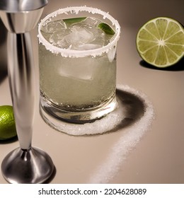 Margarita Cocktail. Glossy Photograph. High End. Studio. Bar Backdrop.