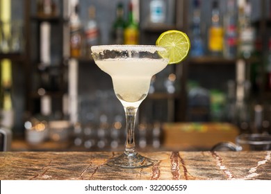 Margarita Cocktail On Bar Counter