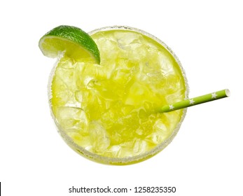 Margarita Cocktail With A Straw, Top View