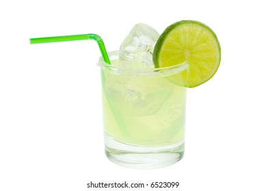 Margarita With Lime Isolated On A White Background