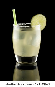 Margarita On The Rocks Isolated On A Black Background