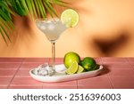 Margarita, traditinal alcoholic coctail with lime and tequila.