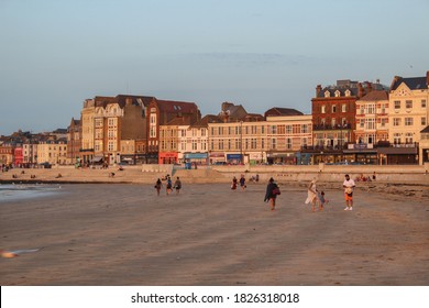 Margate / UK - 22 September 2020: Margate beach at sunset, Thanet, Kent