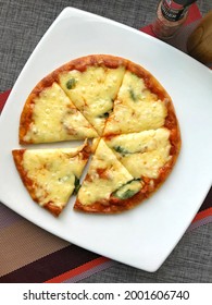 Margherita Pizza. Ketogenic Pizza Made With Almond Flour And Mozzarella