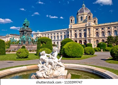 Maria Theresien Platz square in Vienna architecture and nature view, capital of Austria 