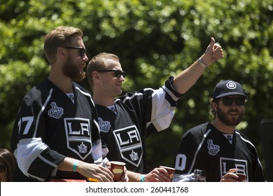 Marian Gaborik, Mike Richards And Jeff Carter At LA Kings 2014 Stanley Cup Victory Parade, Los Angeles, California, USA, 06.16.2014