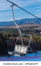 Maribor, Slovenia - 02.21.2015: Chairlift In A Ski Resort Mariborsko Pohorje. Maribor, Slovenia