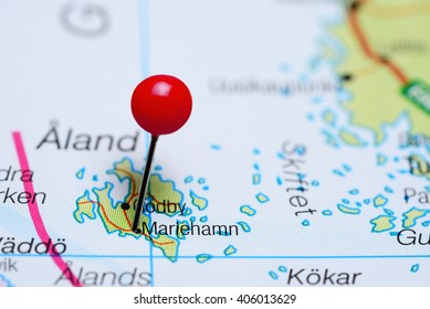 Mariehamn Pinned On A Map Of Finland
