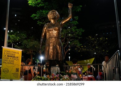 Marielle Franco Statue In Tribute To Murdered Councilwoman. Homage To Black Woman, Political Crime Victim. Lesbian, Afro Descendant,  LGBT And Human Rights Activist - Rio De Janeiro, Brazil 07.27.2022