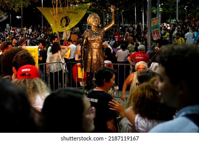 Marielle Franco Statue In Tribute To Murdered Councilwoman. Homage To Black Woman, Political Crime Victim. Lesbian, Afro Descendant,  LGBT And Human Rights Activist - Rio De Janeiro, Brazil 07.27.2022