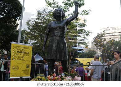 Marielle Franco Statue In Tribute To Murdered Councilwoman. Homage To Black Woman, Political Crime Victim. Lesbian, Afro Descendant,  LGBT And Human Rights Activist - Rio De Janeiro, Brazil 07.27.2022