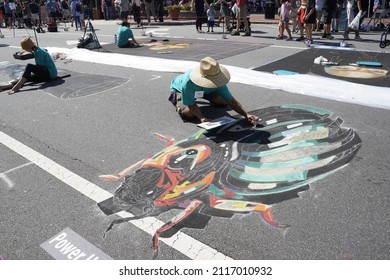 Marietta, GA, USA, Chalktoberfest From 9 To 10 October, 2021. It Is An Exciting Combination Of Annual Chalk Art Festival With Craft Beer Festival. The Event Is Held At Historic Marietta Square